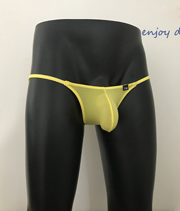 Сексуальный ледяной шелк мужские бандаж тонкие трусы мешок для носков мужское бикини Прозрачное нижнее белье
