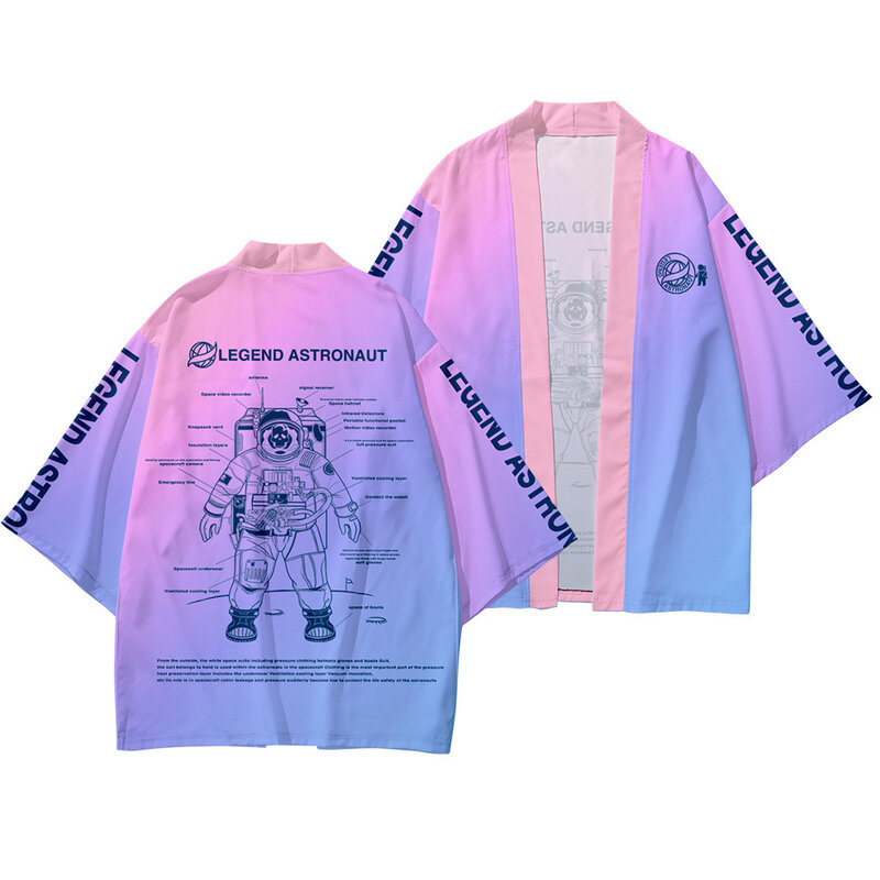 Áo Rời Nhật Bản Astronuat In Cardigan Cosplay Yukata Quần Áo Bông Tai Kẹp Samurai Kimono + Quần Bộ Plus Kích Thước 6XL