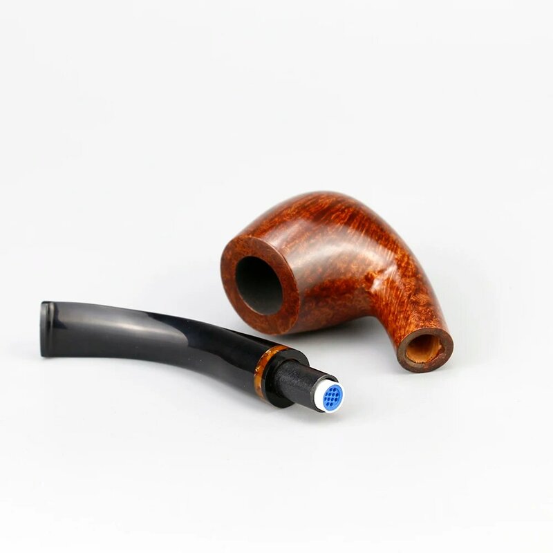Clássico preto briar tubo de madeira gravado aleatoriamente briar 9mm filtro fumaça tabaco tubo livre ferramentas presente conjunto briar tubo de fumo