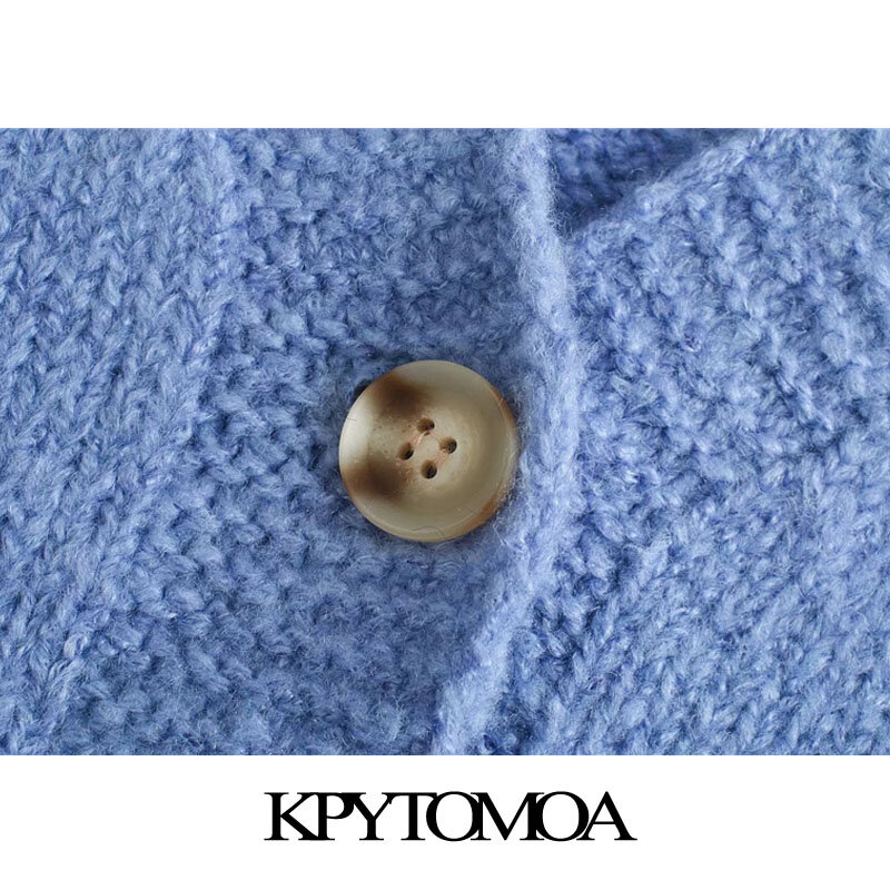 KPYTOMOA Women 2021 Fashion With Pockets Oversized Knitted Cardigan Sweater Vintage Long Sleeve Female Outerwear Chic Tops