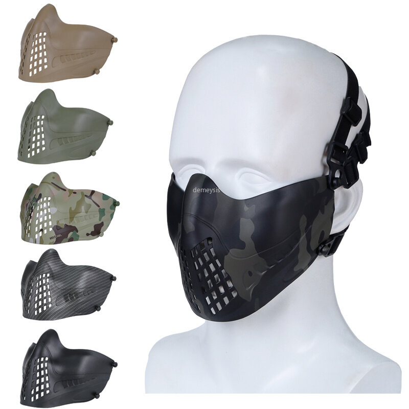 Demi-masque Airsoft militaire, masque de protection respirant pour le sport, la chasse, le tir, le Combat tactique de l'armée, le Paintball
