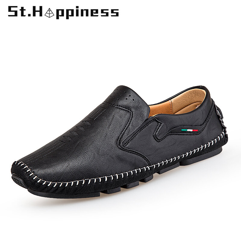 2021 Men Leather Shoes Fashion Lightweight Soft Casual Shoes Classic Moccasins Loafers Outdoor Slip On Driving Shoes Big Size 48