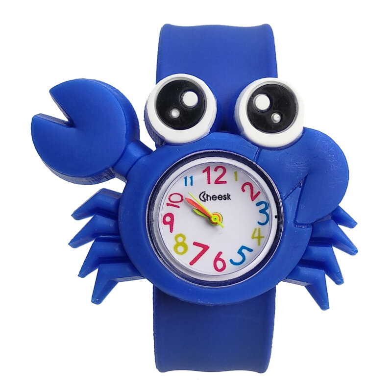Relógio infantil à prova d'água, relógio fofo de silicone macio de caranguejo para crianças meninos e meninas, relógio de quartzo