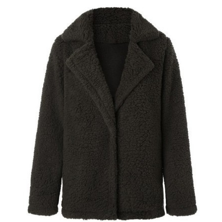 Chaqueta de felpa de moda europea y americana para mujer, chaqueta de manga larga de Color sólido con solapa, cárdigan cálido, invierno, 2021