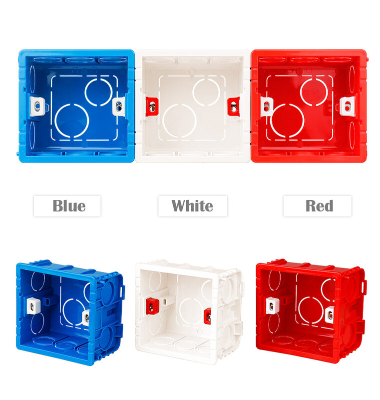 Minitiger-caja de montaje ajustable, Cassette interno de 86mm * 83mm * 50mm para interruptor de tipo 86 y enchufe, caja trasera de cableado de Color blanco