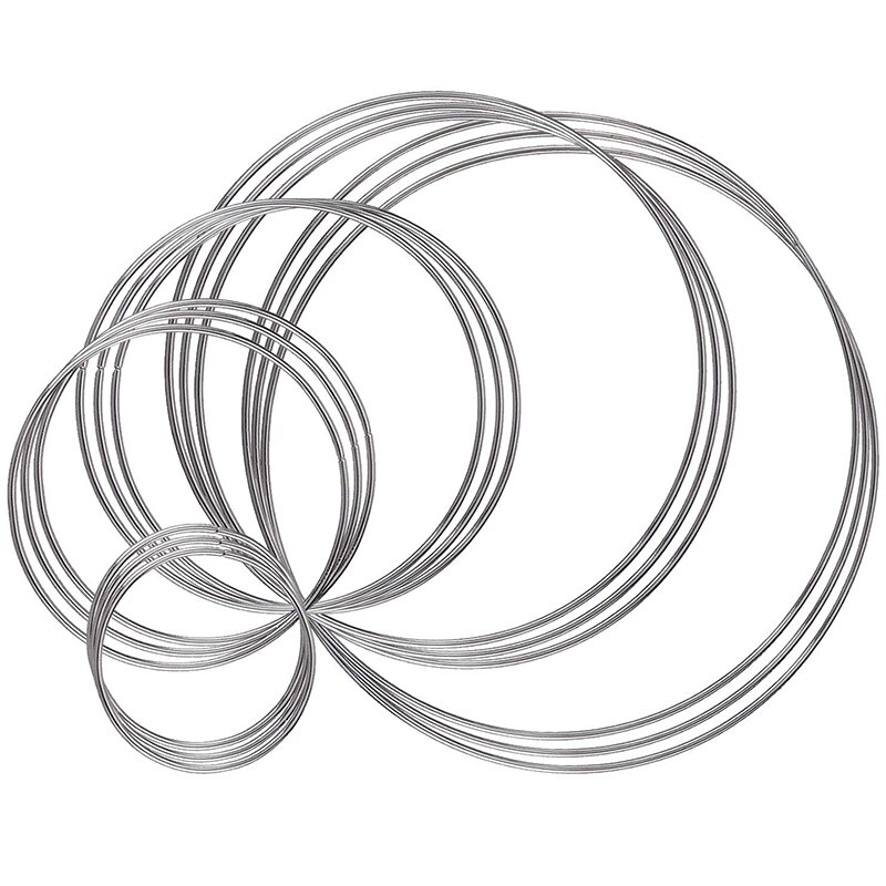 Metall Ringe Hoops 15 Stück Handwerk Silber Ringe für Dream Catcher, macrame und Andere DIY Projekte in 5 Größen (2 Zoll, 3,14 Zoll,