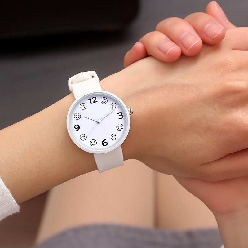 아기 공부 시간 팔찌 시계 학생 시계 소녀 시계 패션 스마일 시계 어린이 손목 시계 방수 키즈 쿼츠 시계