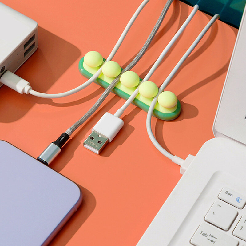 Zaciski kablowe silikonowy Organizer do kabli zarządzanie kablami do domowego biura uchwyt na kabel