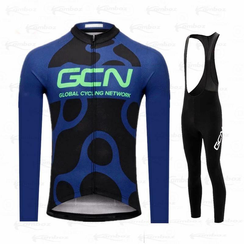 Maillot de cyclisme à manches longues GCN pour homme, ensemble avec bretelles et pantalon, vêtements de vélo vtt, nouvelle collection automne 2021