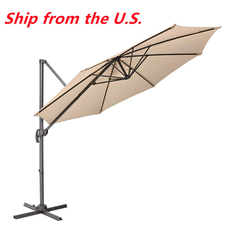 Paraguas de mesa de mercado, sombrilla de mesa resistente de 10 pies, peso neto de 40 libras, 8 huesos de hierro, marco de Metal sin Base, poliéster de 240gsm, envío directo