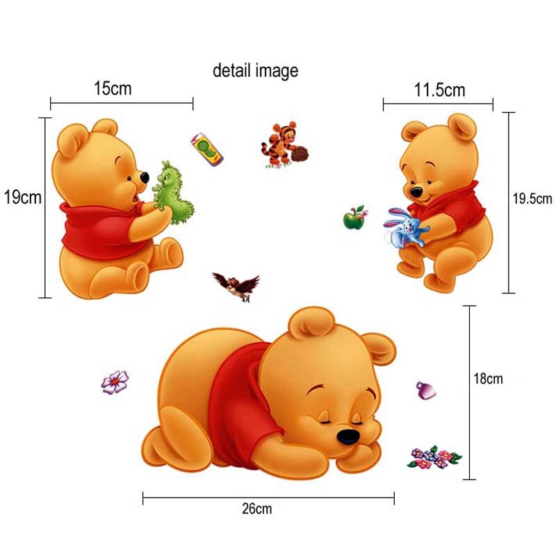 kids room 3d winnie the pooh wall sticker self adhesive cartoon baby children bedroom decoration bear nursery wall decal