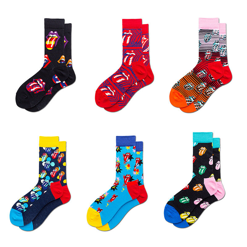 5 Pairs/Lot Men Women Crew Socks Fashion Creative Funny Harajuku Art Socks Long Print Personalized Novelty Cotton Socks
