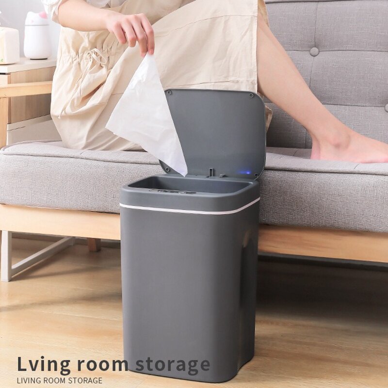 Cubo de basura inteligente con Sensor automático, cubo de basura eléctrico con Sensor inteligente, para el hogar, cocina y baño
