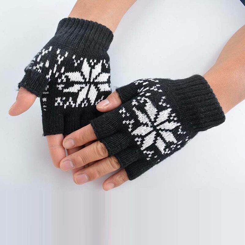 1Pair Fingerless Knitted Gloves Men/Women Warm Stretch Elastic Fashion Winter Outdoor Half Finger Warm Cycling Accessories