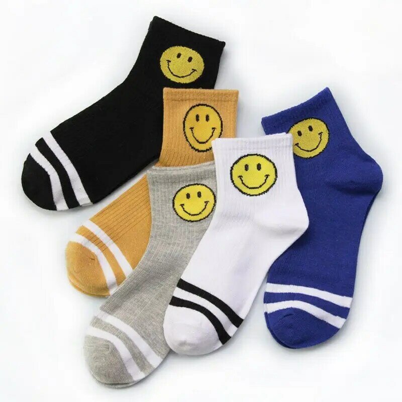 Calcetines divertidos de estilo Kawaii Smiley, para hombre, coreano, japonés, a la moda, Calcetines clásicos