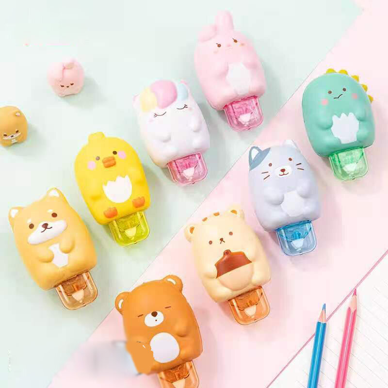 15 pcs/lot Cartoon Dinosaur Unicorn Cat 6M Correction Tape Cute Decompression Tapes Promotional Stationery Gift School Supplies