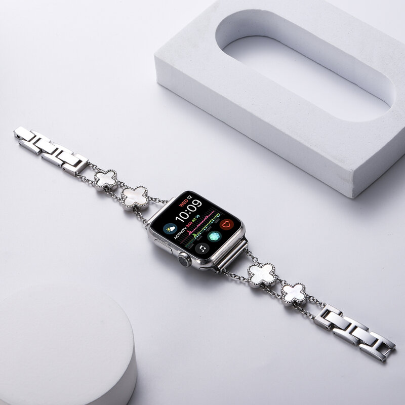 Correa de Metal decorativa para Apple Watch para mujer, correa de anillo de 44mm/40mm, 42/38mm, pulsera iwatch series 5 4 3 6 SE 7 41mm/45mm