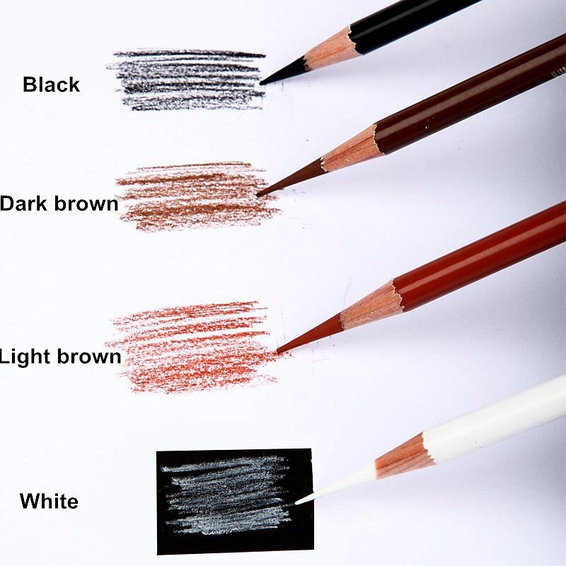 NYONI 8PCS สี Charcoal Sketch ดินสอ Professional สีขาว/สีน้ำตาลคาร์บอนดินสอสำหรับวาดร่างเครื่องมืออุปกรณ์ศิลปะ