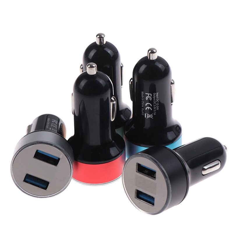 New 1pc Dual USB Car Charger Adapter 3.1A Digital LED Voltage/Current Display Auto Vehicle Metal Charger Car Electronics