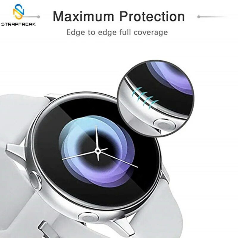 2 films de protection pour Samsung Galaxy Watch Active 2, bande de protection d'écran à bord rond 3D Ultra-mince + Kits de nettoyage