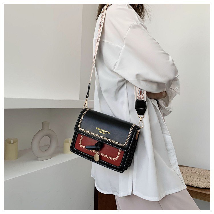 Кожаные сумки через плечо контрастных цветов для женщин 2021 Женская сумочка модная простая сумка-мессенджер на плечо женская сумка через пл...