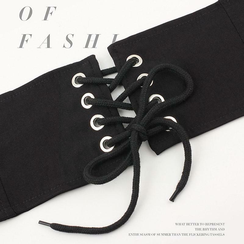 Cintura gótica oscura con cordones para mujer, camisa esculpida, corsé, vestido, faja, cinturón ajustable, decorado, ancho, G6z1