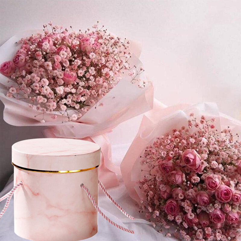 Cajas redondas de flores para mujer, bolsa de papel de embalaje con sombrero para ramo de flores, cajas de almacenamiento para fiesta de regalo