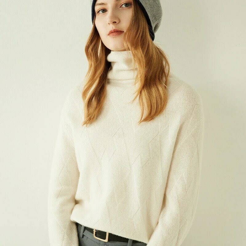 LONGMING donna maglione 100% Cashmere dolcevita inverno Pullover donna maglione lavorato a maglia autunno morbido caldo maglione di lana maglione donna