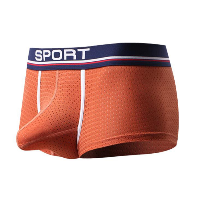 Mens  Hole Breathable Sport Solid Boxer different Pouch Bag smooth Mesh  Underwear