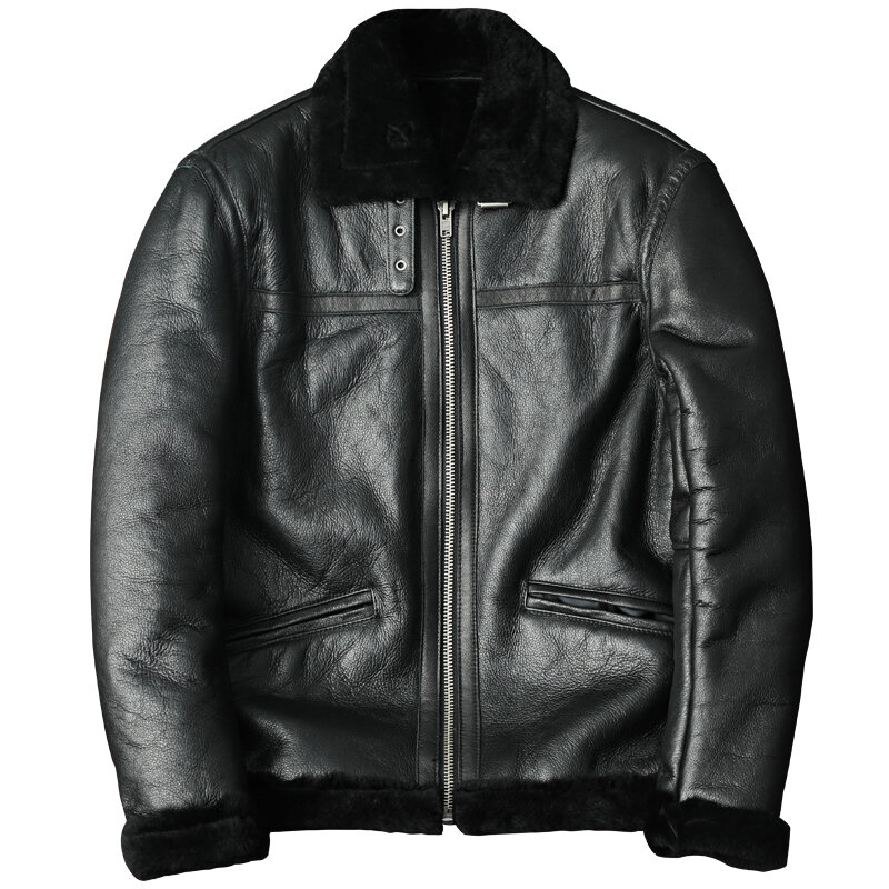 2021 nova jaqueta de couro masculino inverno grande espessamento pele de carneiro casaco de couro de uma peça fina ajuste quente