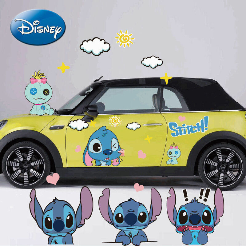 Autocollant mignon Disney anti-rayures, autocollant de décoration de porte de voiture, de personnalité, de dessin animé