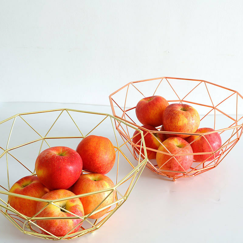 Nordic Iron Art Fruit Basket Snacks Storage Bowl Living Room Household Metal Wire Basket Table Storage Kitchen Drain Rack