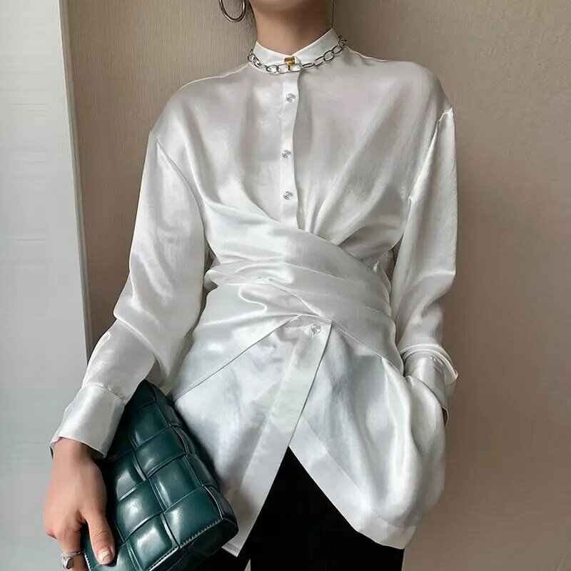 Mulheres elegantes de manga longa 2022 camisas das senhoras do escritório oco para fora sexy rendas crochê blusa feminina blusas femininas oversized