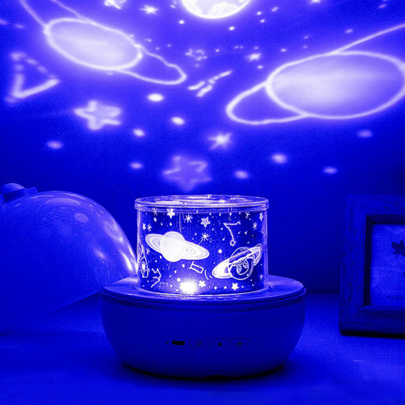 Muziek Projector Nachtlampje Met Bt Speaker Oplaadbare Sterrenhemel Draaien Kleurrijke Knipperende Led Lamp Slaapkamer Decor Kids Baby Gift