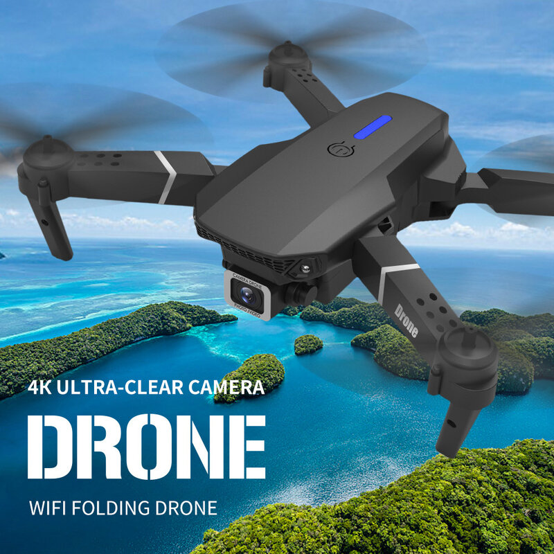 E88 4K 접이식 고정 높이 UAV 촬영, 원격 제어 항공기, 고화질 대형 광각 항공 사진, 4 축 A