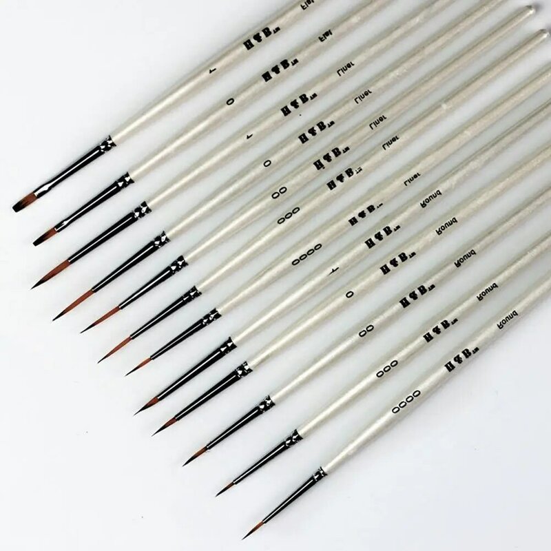 Different Sizes Nylon Hair Line Drawing Art Painting Brush  12Pcs/set Pointed Tip Watercolor Paint Brush r20