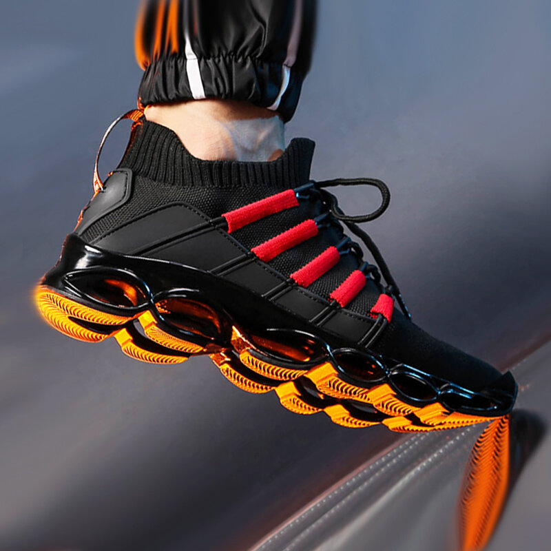 Scarpe uomo Sneakers nuove scarpe con lama a lisca di pesce per uomo scarpe da uomo rosse Casual di grandi dimensioni 39-47 # comode