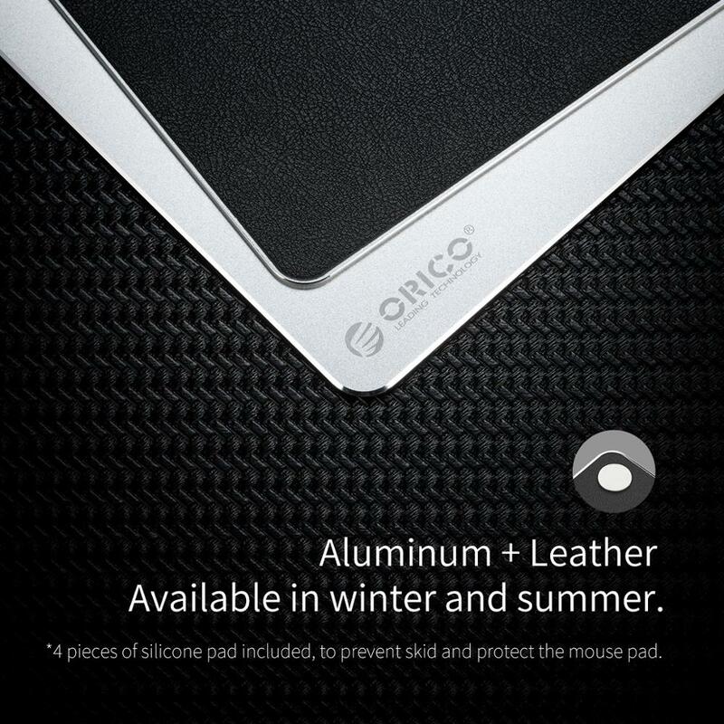 ORICO Aluminium Tapis de Souris de Jeu avec 1.5mm En Aluminium 0.5mm En Caoutchouc Ordinateur Tapis De Souris pour La Maison Bureau D'affaires (AMP2218)