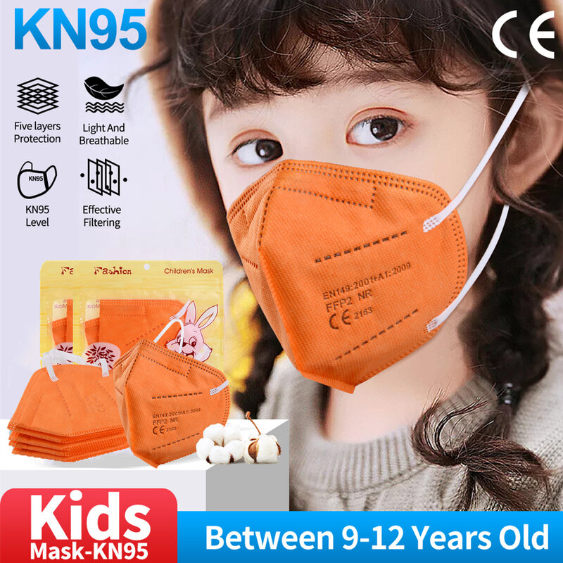 Masque kn95 FPP2 pour enfants, 5 couches, protection faciale, hygiénique, ecologique CE FPP2, FP2