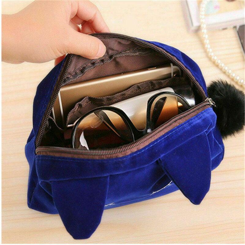 2021 śliczne flanelowe małe torby kosmetyczne kobiety makijaż kot kreskówkowy torby do przechowywania organizator podróży pióro piórnik torby
