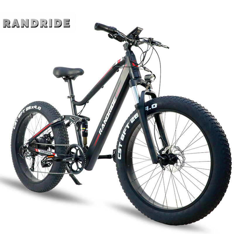 Fat Tire Electric Bicycle 48V 750W Full Suspension Ebike 4.0 Fat Tyre E Bike 26 Inch Snow Off Road mens Electric Mountain Bike