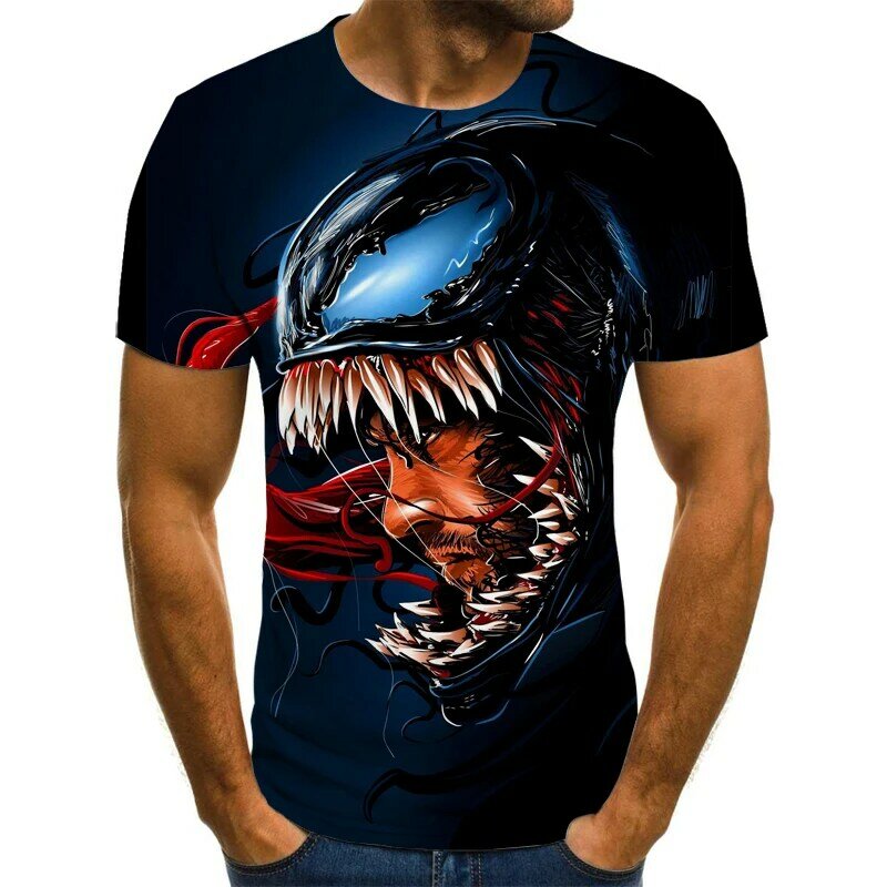 Camiseta con estampado 3d de Venom para hombre y mujer, camiseta informal de moda Harajuku, camiseta de manga corta con cuello redondo, novedad de verano
