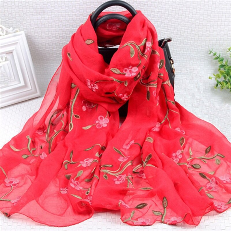 Lenço de flor de luxo br outono inverno feminino bordado senhora moda popular lã de seda headcloth protetor solar xale