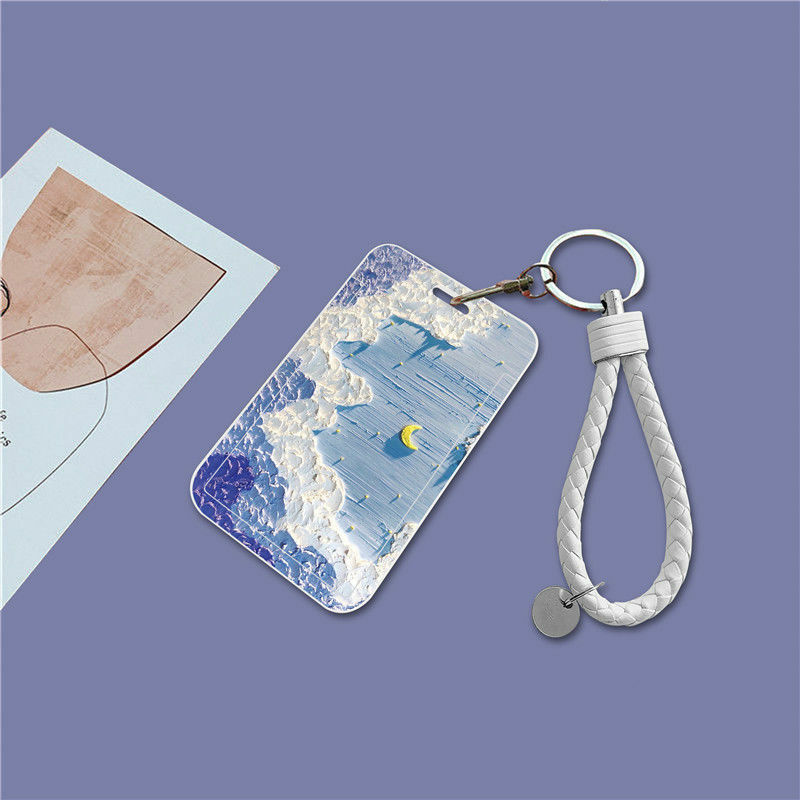 2021 New High Quality Painting  Pattern Keychain Keyring ID Badge Case Student Nurse Bank Credit Card Holders ID Badge Holders