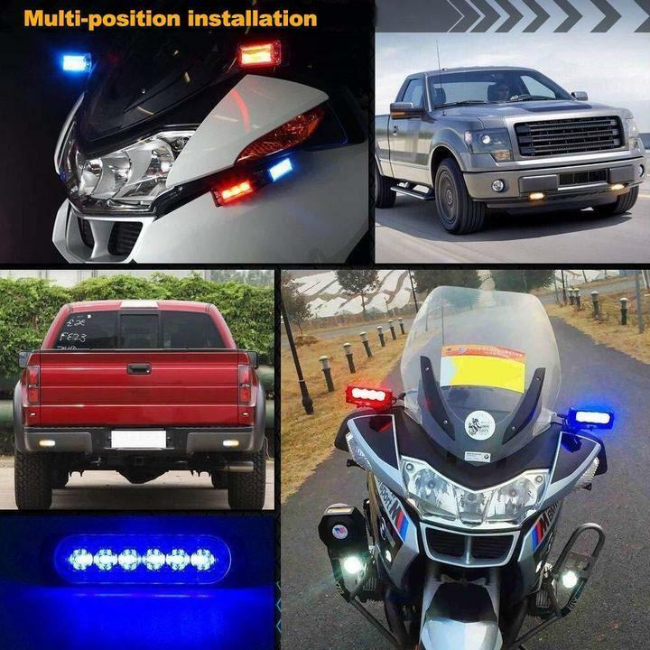 Luz estroboscópica Flexible de advertencia para coche, luz Led intermitente resistente al agua, 6 luces LED Flash estroboscópicas para coche