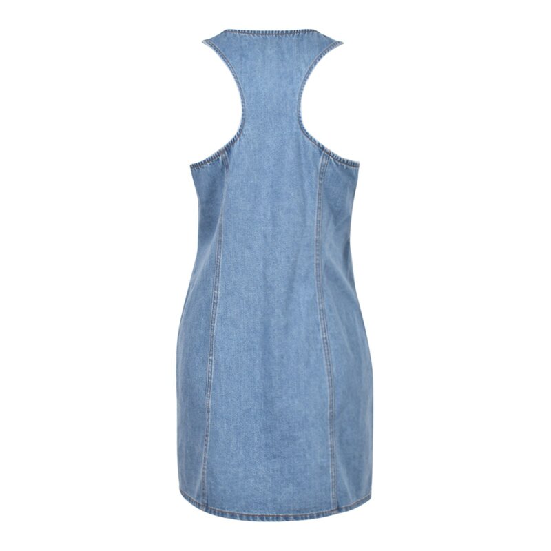 Женское джинсовое прямое платье на бретелях, модное летнее джинсовое платье без рукавов, на пуговицах, с карманами, 2021