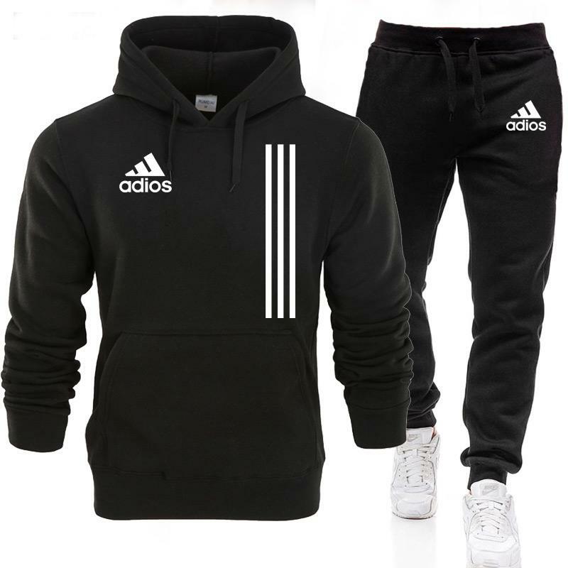 Spring And Autumn New Men's Hoodies Sportswear Brand Printed Hooded Sweatshirts + Sweatpants 2-Piece Set Jogger Casual Tracksuit
