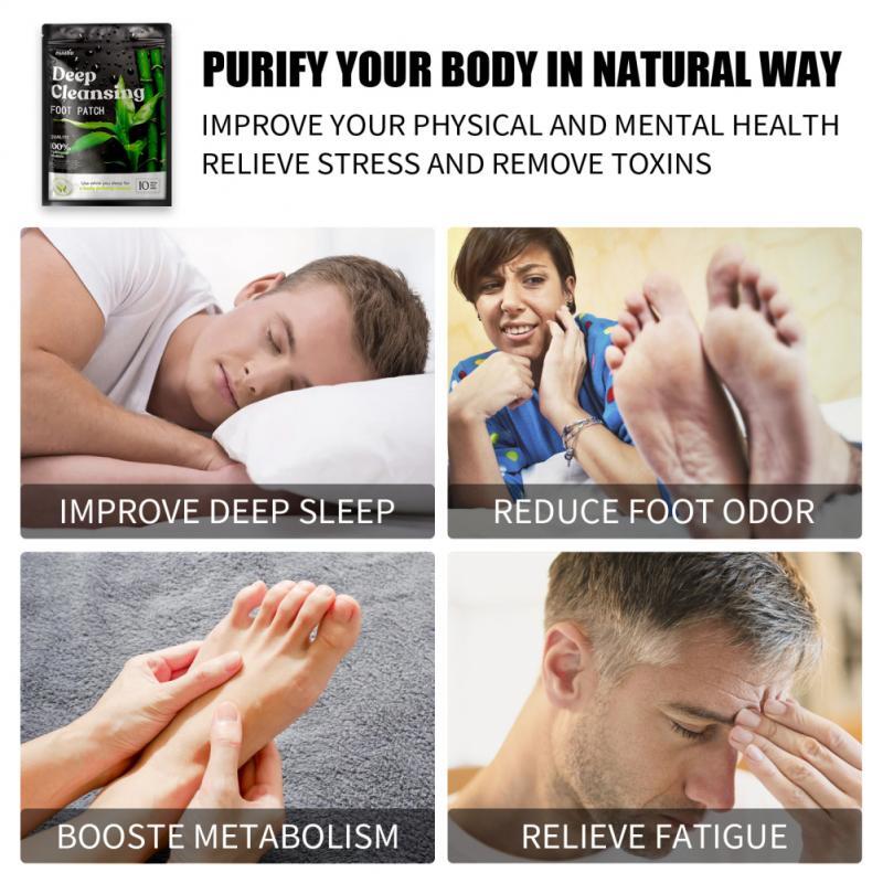 10pcs Nuubu Detox Foot Patches Pads Natural Detoxification Treat Body Toxins Cleansing Stress Relief Feet Slimming Cleansing