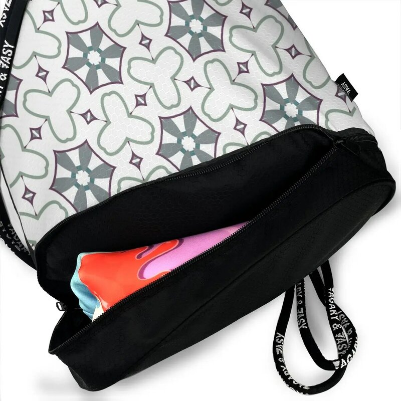 NOISYDESIGNS Portable Women Drawstring Backpack Large Capacity Travel Bag Kids Girls Hexagonal Waterproof PU Cloth Shoulders Bag