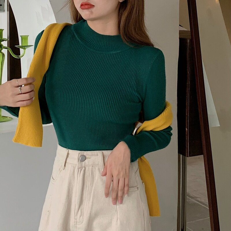 Cmaz-女性用セーター,ニットセーター,韓国スタイル,柔らかく,暖かい,厚いアウター,秋,2021